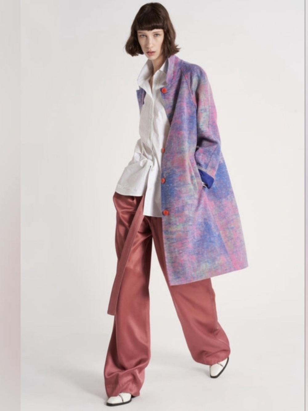 SIES MARJAN Blanche Twill Satin Wide Leg Pant Satin Trousers Pants Pink Rose 6